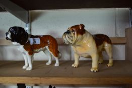 TWO BESWICK MODELS OF DOGS, ONE ENTITLED "CORNA GARTH STROLLER", A ST BERNARD AND "BASFORD BRITISH