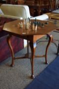 EARLY TO MID 20TH CENTURY STAINED WOOD OCTAGONAL GAMES TABLE WITH INSET CHEQUERBOARD, APPROX 85CM