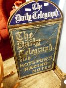 VINTAGE DAILY TELEGRAPH NEWSPAPER PROMOTIONAL SIGN, WIDTH APPROX 53CM