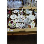 BOX OF CERAMIC ITEMS, COLLECTORS PLATES, VASES BY WEDGWOOD "WILD STRAWBERRY" ETC