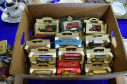 BOX CONTAINING MODEL CARS, MAINLY LLEDO, DAYS GONE BY