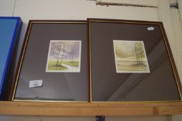 PAIR OF SMALL FRAMED LANDSCAPES, EACH SIGNED IN PENCIL "MASSEY?" TOGETHER WITH TWO OTHER FRAMED