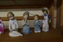 FOUR LLADRO TYPE FIGURES OF CHILDREN