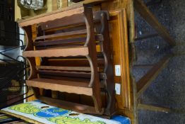 TWO WOODEN RACKS AND WOODEN TRAY