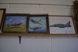 THREE FRAMED MILITARY AVIATION INTEREST PRINTS