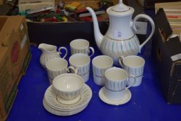 RIDGWAY ART DECO STYLE COFFEE SET COMPRISING COFFEE POT, MILK JUG, SMALL BOWL AND COFFEE CANS AND