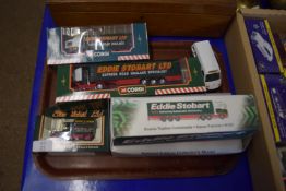 TRAY CONTAINING MODEL CARS, EDDIE STOBART LORRIES ETC