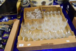 TRAY CONTAINING CUT GLASS WARES INCLUDING WINE GLASSES AND TUMBLERS