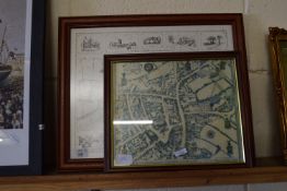MAP OF LEIGH, ESSEX, TOGETHER WITH A FURTHER REPRODUCTION MAP, BOTH IN MODERN WOODEN FRAMES