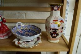 MEISSEN VASE WITH IMARI PATTERN, A BOWL AND A CONTINENTAL PORCELAIN BOWL