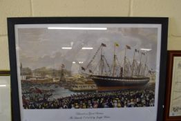 PRINT OF BRUNEL'S GREAT BRITAIN THE LAUNCH BY JOSEPH WALTER