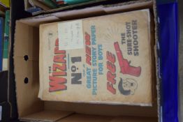 BOX CONTAINING THE WIZARD COMICS NOS 1-50 IN A COMPLETE RUN