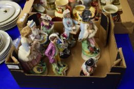 BOX CONTAINING CERAMIC FIGURES, CONTINENTAL BISQUE FIGURES ETC