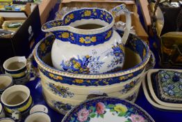LARGE SPODE POTTERY BOWL AND LARGE JUG