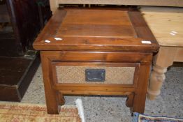 SMALL ORIENTAL STYLE HARDWOOD SQUARE TABLE WITH DRAWER BENEATH, APPROX 55CM SQUARE