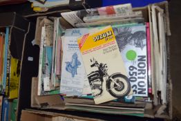 BOX CONTAINING EPHEMERA, MAINLY MOTORING RELATED INCLUDING BOOKS ON MOTORBIKES