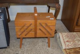 SMALL CANTILEVER SEWING BOX, LENGTH APPROX 42.5CM