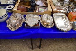 TWO PLATED SERVING DISHES AND COVER