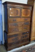 19TH CENTURY CHEST ON CHEST COMPRISING DOUBLE CUPBOARD OVER THREE LONG DRAWERS ABOVE TWO SHORT AND