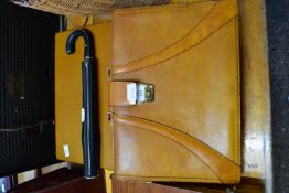 TWO LEATHER BRIEFCASES AND AN ATTACHE CASE AND UMBRELLA