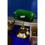 BRASS DESK LAMP WITH GREEN SHADE