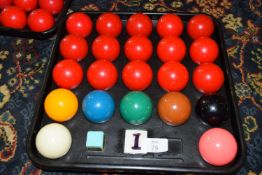 Full set of snooker balls