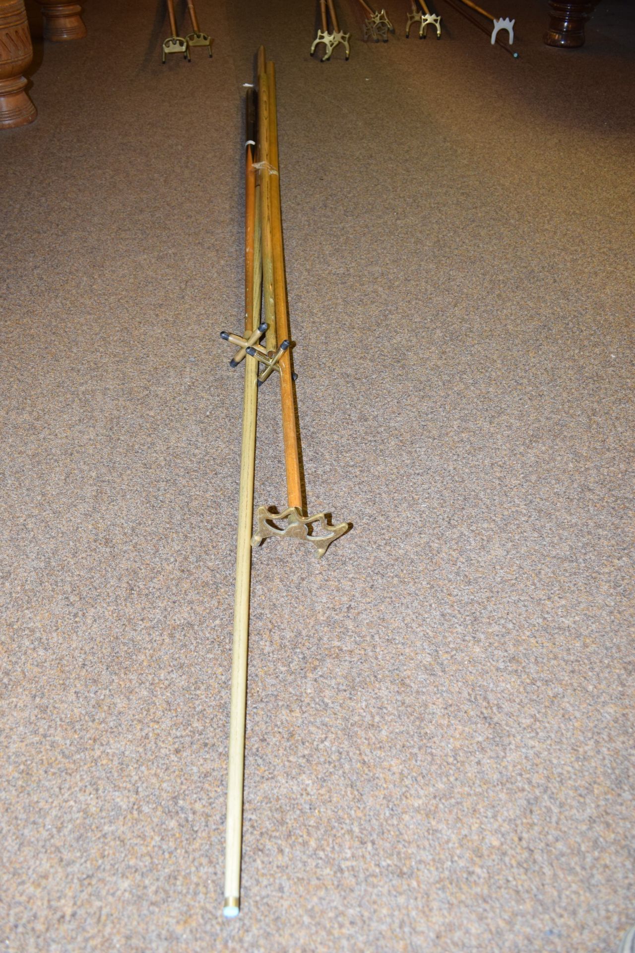 Snooker rest set to include two standard size spider rests and a long reach set, an extended cue