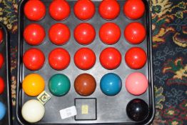 Full set of snooker balls