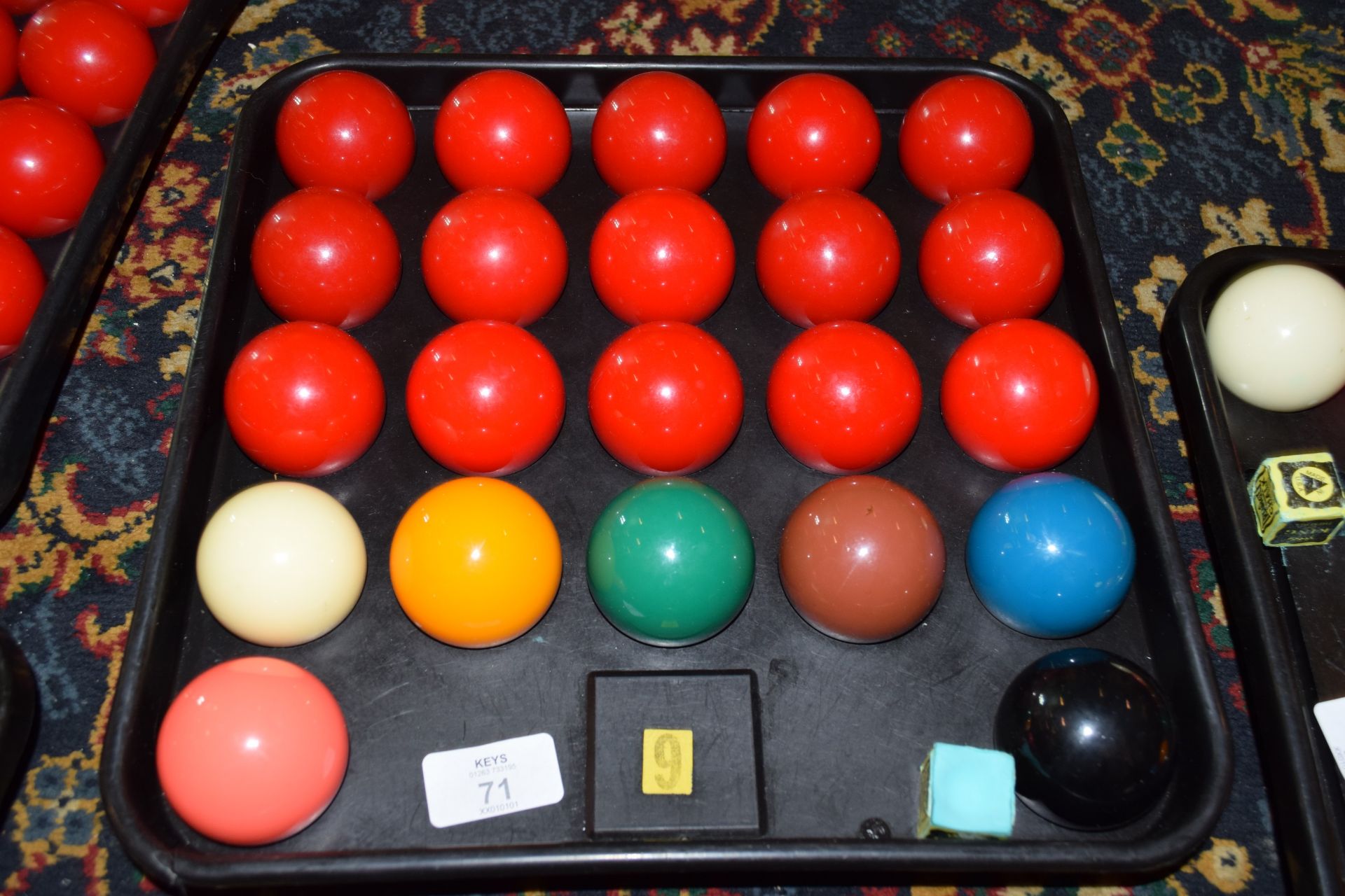Full set of snooker balls