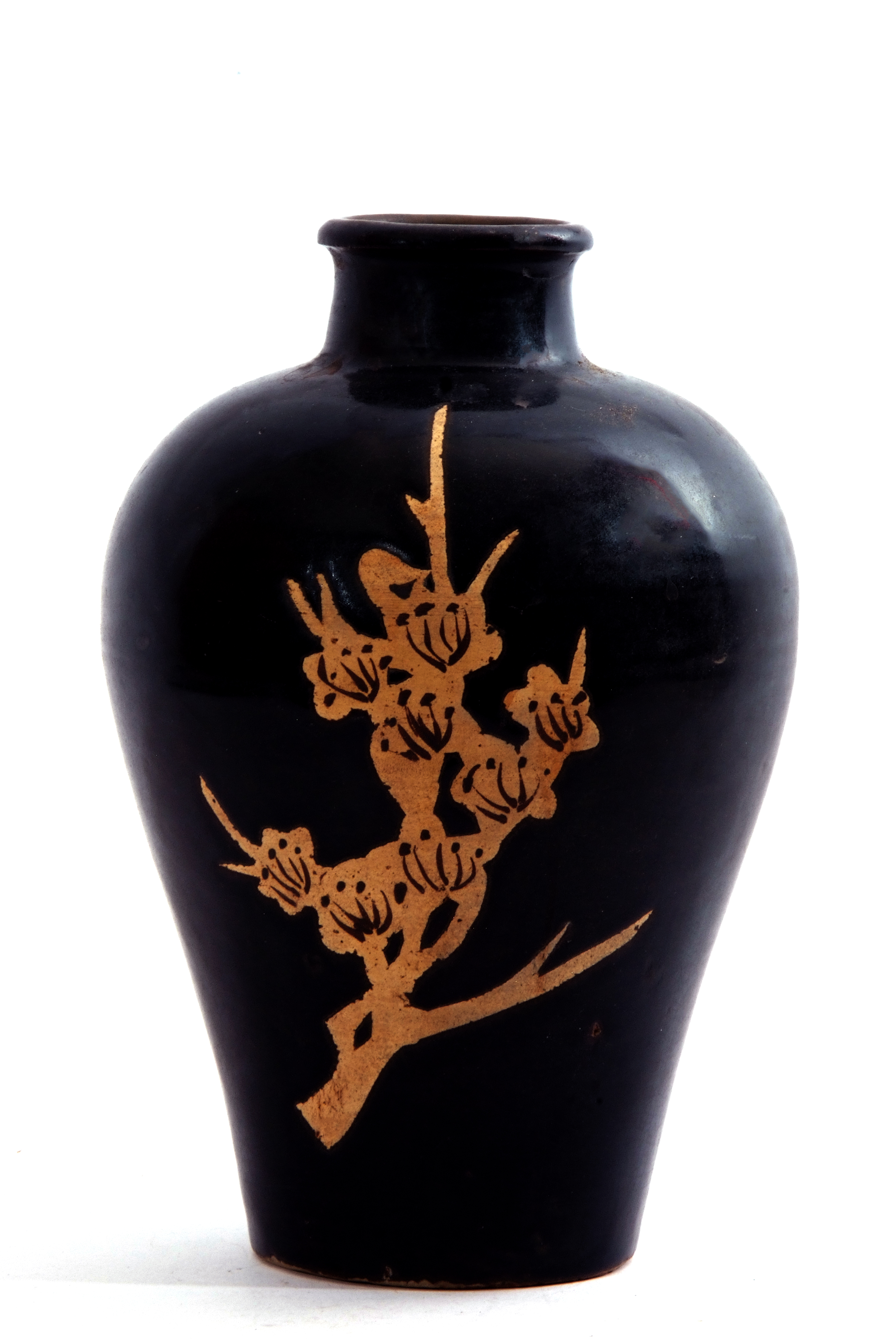 Chinese Cizhou black glazed pottery vase, Yuan/Ming Dynasty, the black background with floral - Image 2 of 6