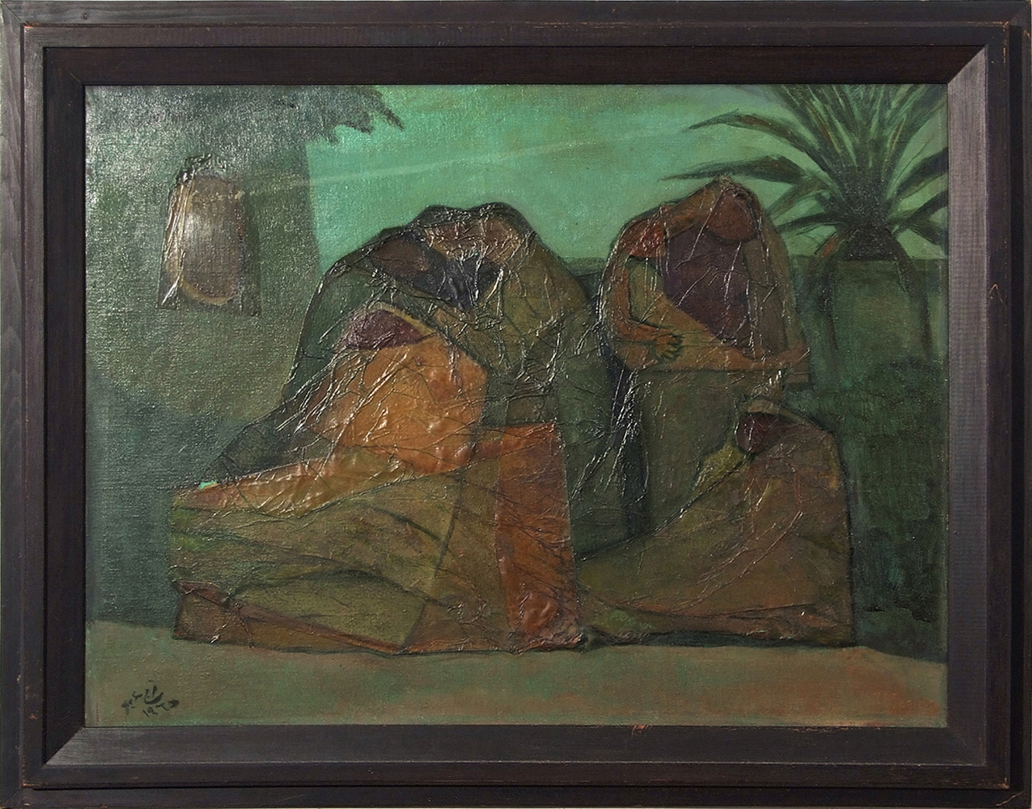 AR Faraj Abou (1921-1984), "Women of the village", oil on canvas, signed and dated 1970 lower