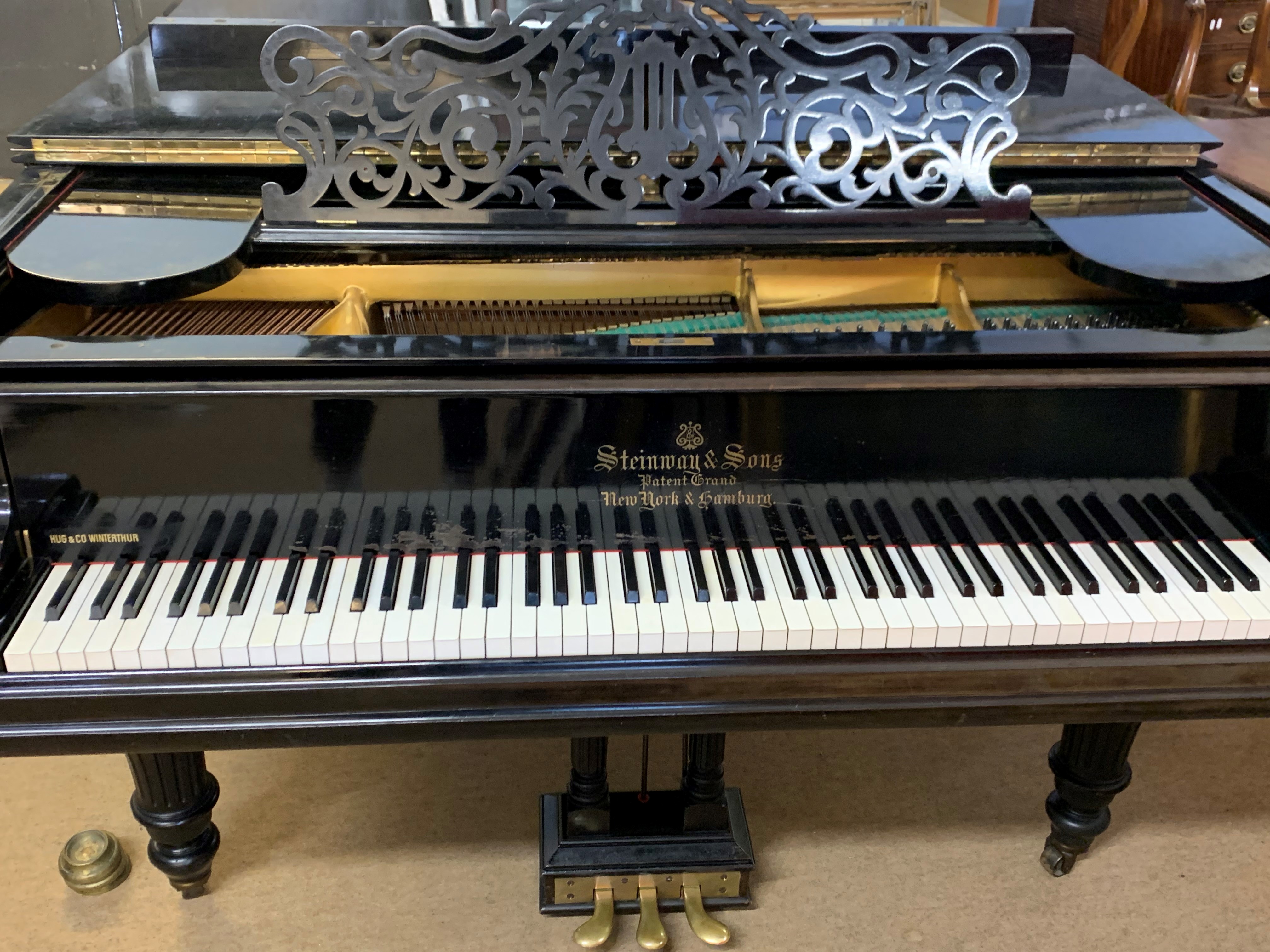 Steinway & Sons grand piano -1906 Seven foot full length serial model 121681- ebonised, retailed by - Image 3 of 17