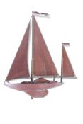 Unusual copper and brass weathervane in the form of a sailing boat, 59cm wide x 70cm tall