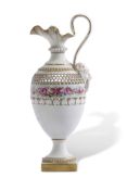 Fine Royal Worcester reticulated ewer by George Owen and Ernest Phillips, the ovoid body with a