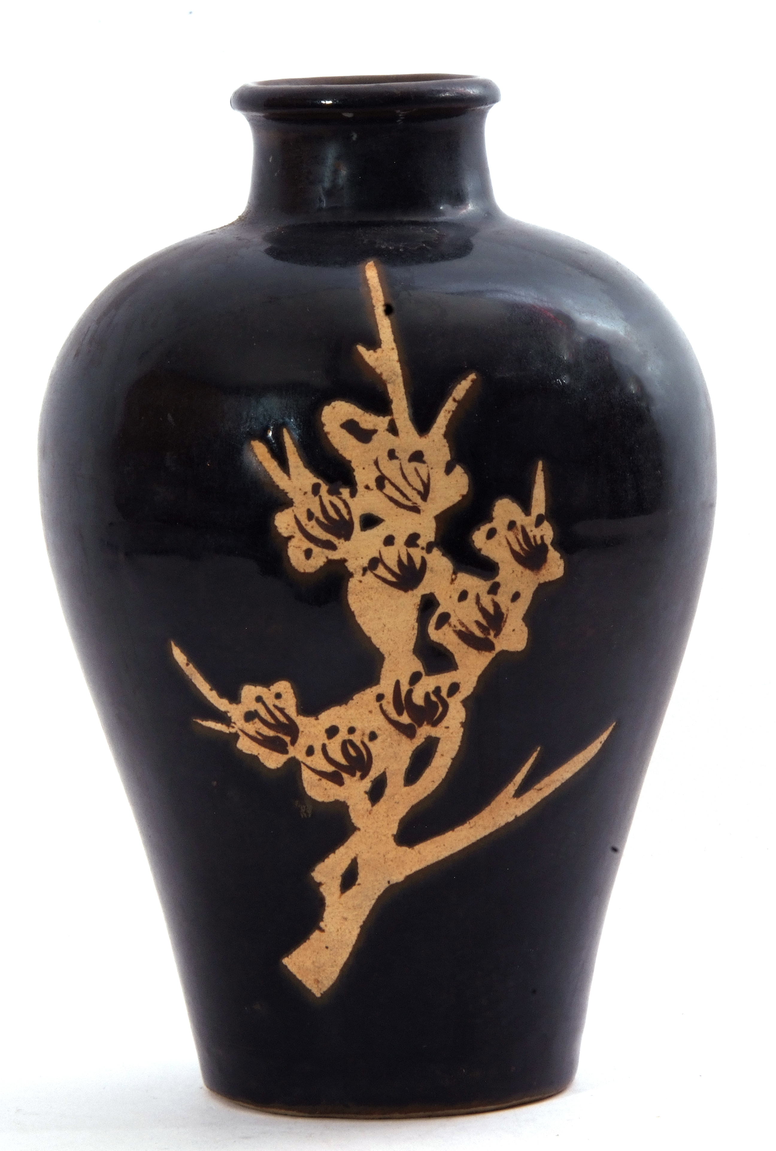 Chinese Cizhou black glazed pottery vase, Yuan/Ming Dynasty, the black background with floral - Image 4 of 6