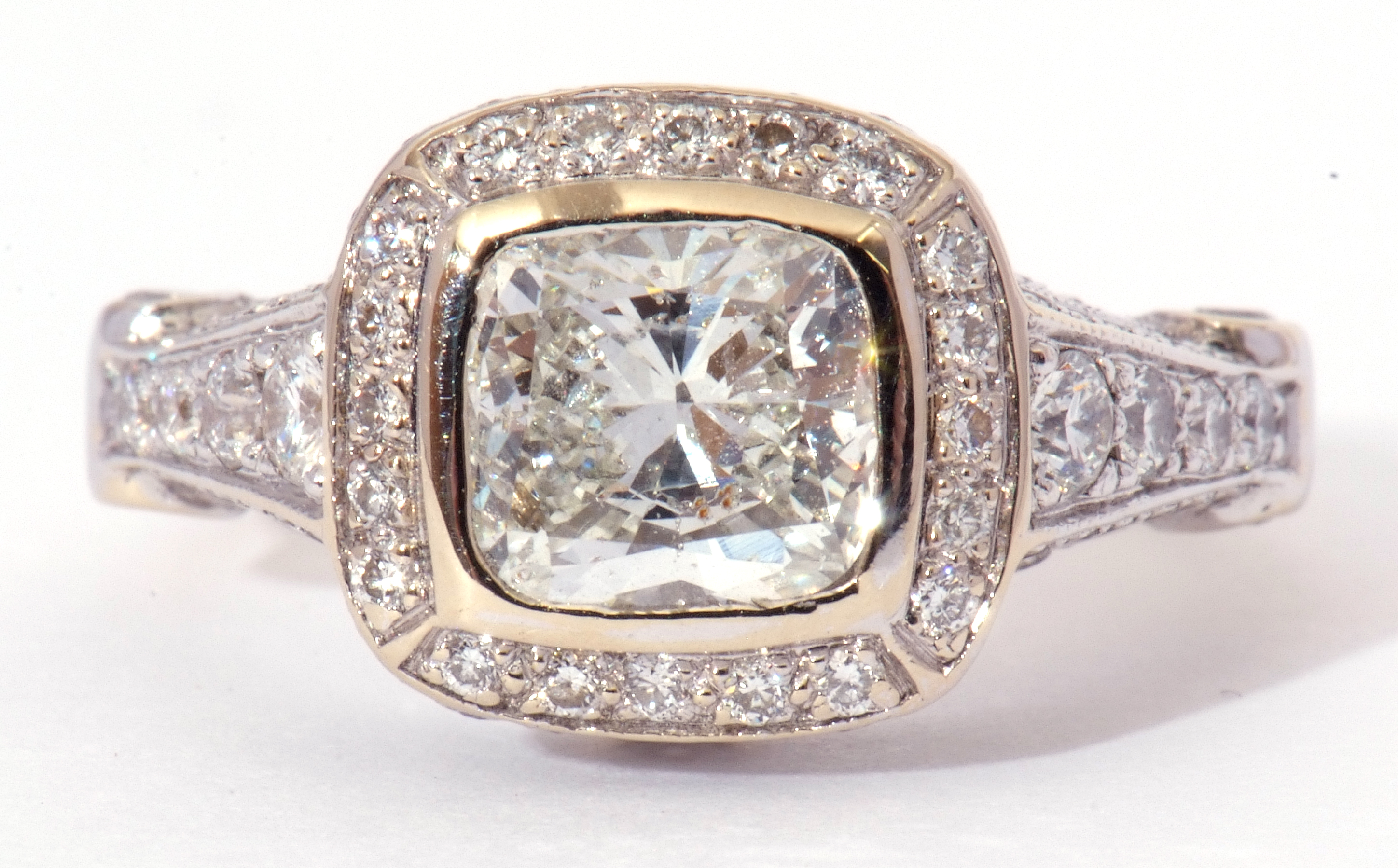 Precious metal single stone diamond ring, the cushion cut diamond weighing 1.20ct, bezel set - Image 14 of 15