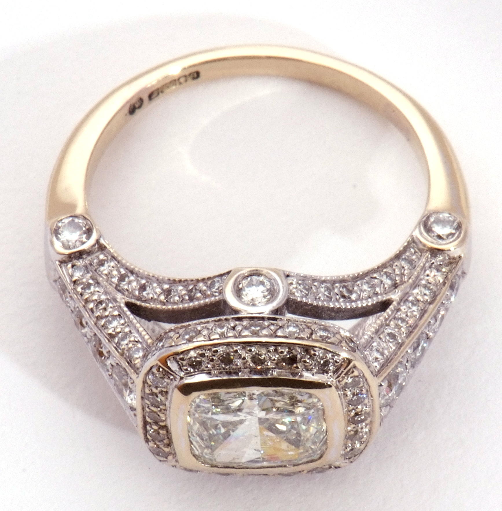 Precious metal single stone diamond ring, the cushion cut diamond weighing 1.20ct, bezel set - Image 11 of 15