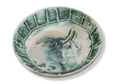 Pablo Picasso (1881-1973), a Picasso madoura pottery bowl "Tete de Taureau" bowl, green glazed