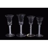 Group of four air twist and opaque twist wine glasses, tallest 18cm high (some chips) (4)
