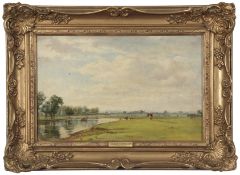 Attributed to George Thomas Rope (1845-1929), River landscape, oil on panel, 26 x 41cm