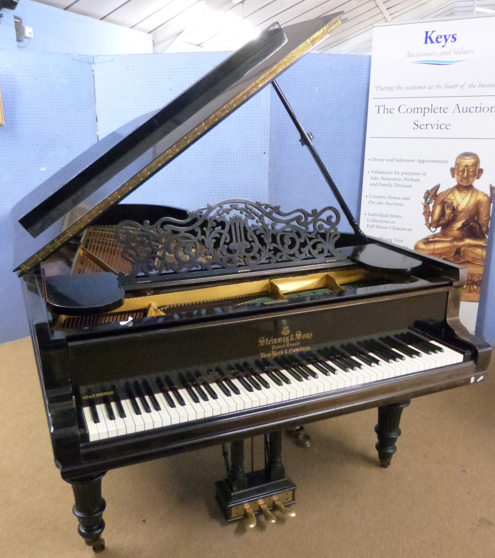 Steinway & Sons grand piano -1906 Seven foot full length serial model 121681- ebonised, retailed by - Image 14 of 17