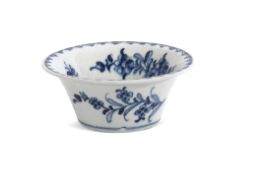 Lowestoft porcelain patty pan, the interior decorated in underglaze blue with trailing flowers and