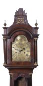 Reproduction mahogany cased grandmother clock, the arched dial inscribed "Thos. Page, Norwich" and