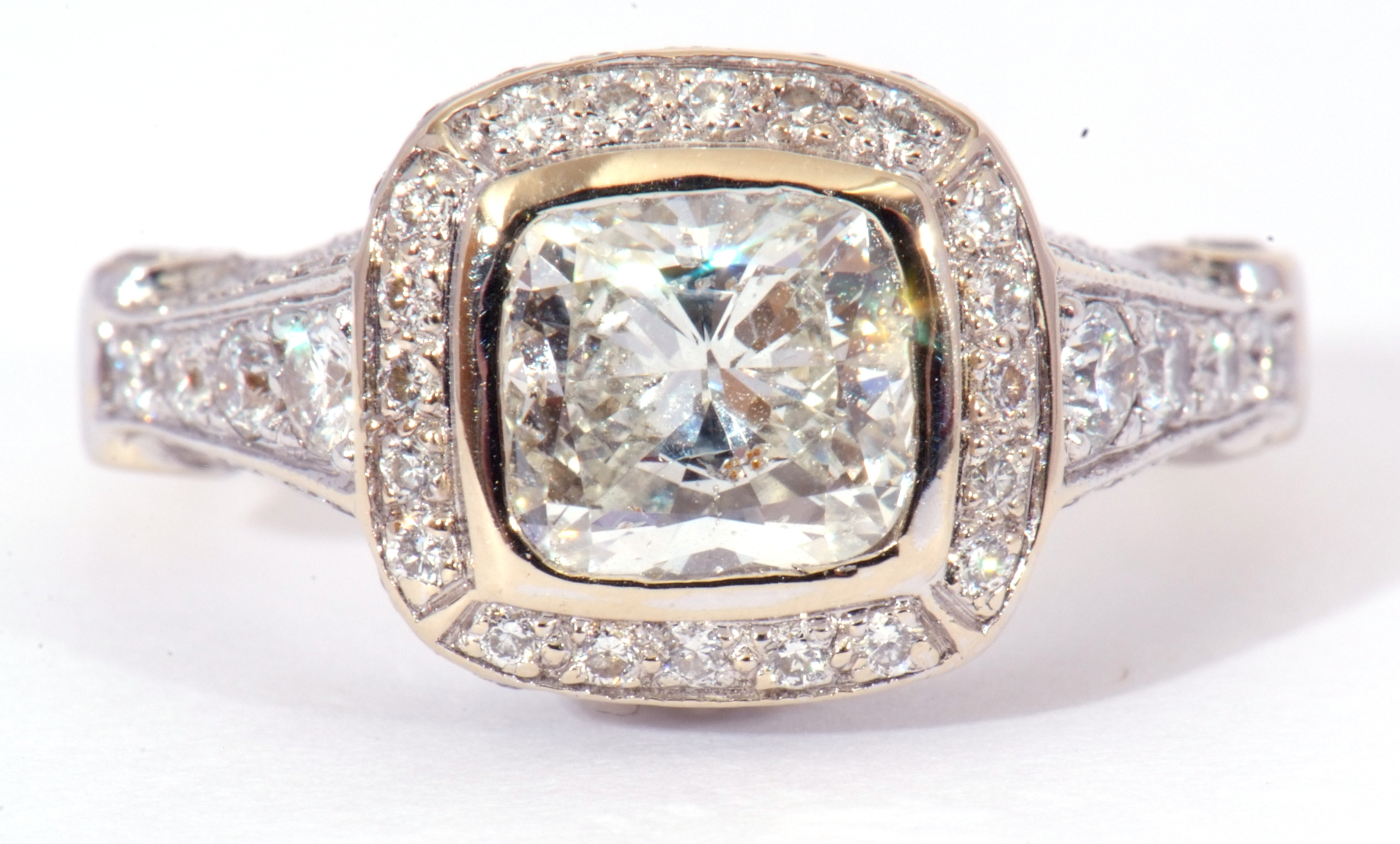 Precious metal single stone diamond ring, the cushion cut diamond weighing 1.20ct, bezel set - Image 3 of 15