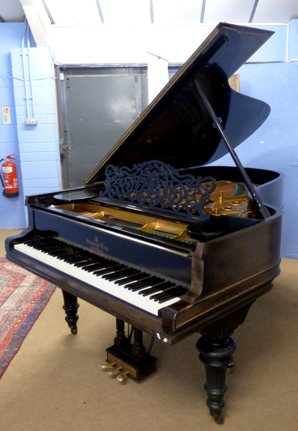 Steinway & Sons grand piano -1906 Seven foot full length serial model 121681- ebonised, retailed by - Image 15 of 17
