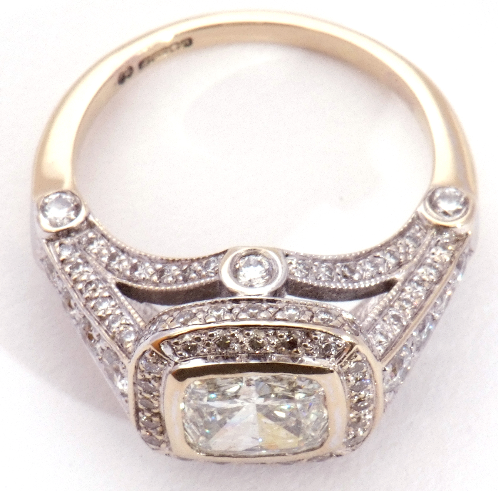 Precious metal single stone diamond ring, the cushion cut diamond weighing 1.20ct, bezel set - Image 10 of 15