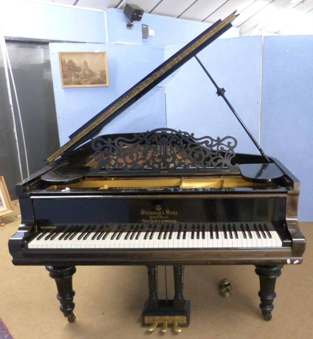 Steinway & Sons grand piano -1906 Seven foot full length serial model 121681- ebonised, retailed by - Image 13 of 17