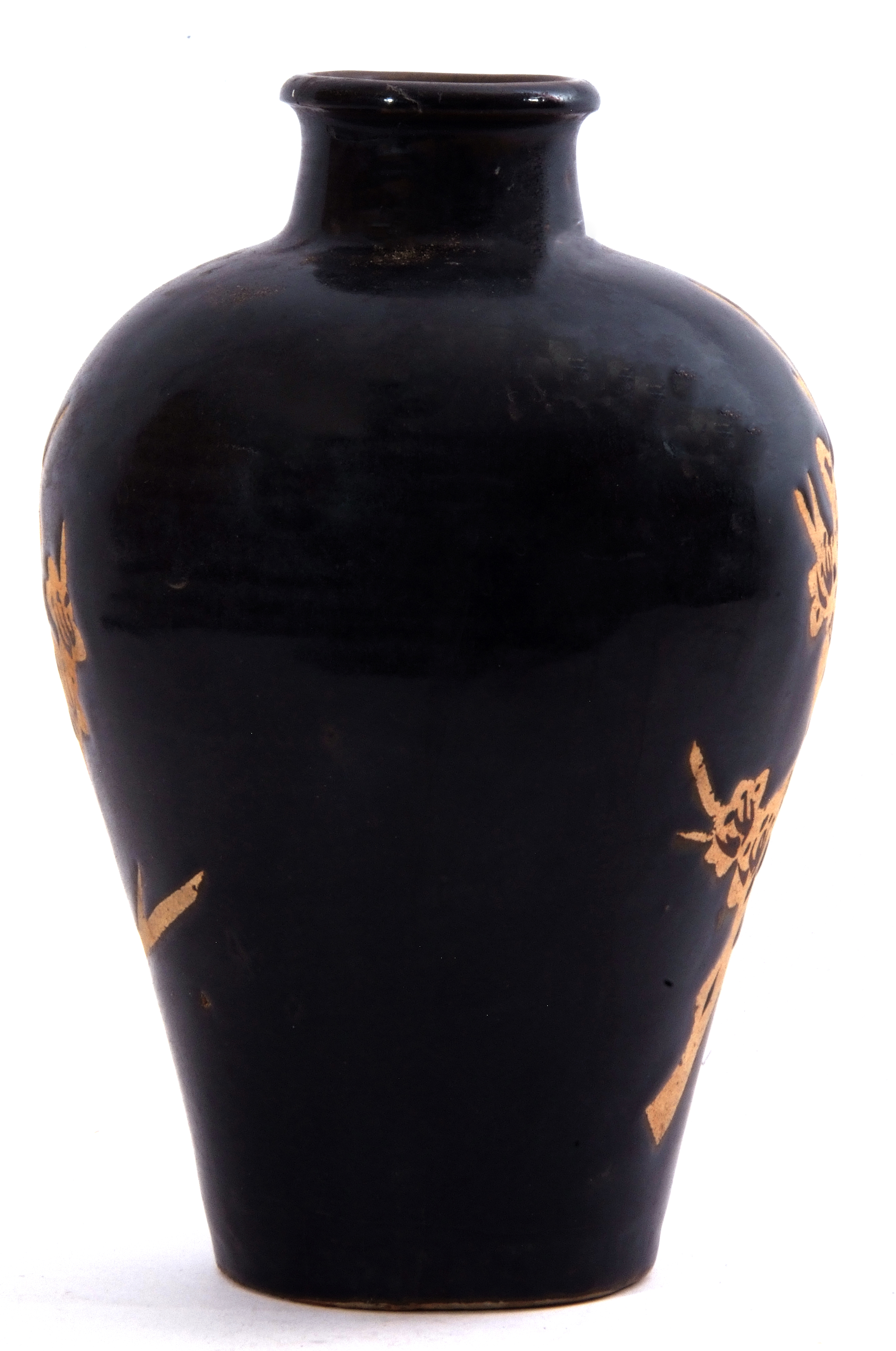 Chinese Cizhou black glazed pottery vase, Yuan/Ming Dynasty, the black background with floral - Image 3 of 6