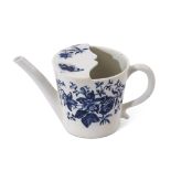 Lowestoft porcelain feeding cup decorated in underglaze blue with floral prints and butterflies, 8cm
