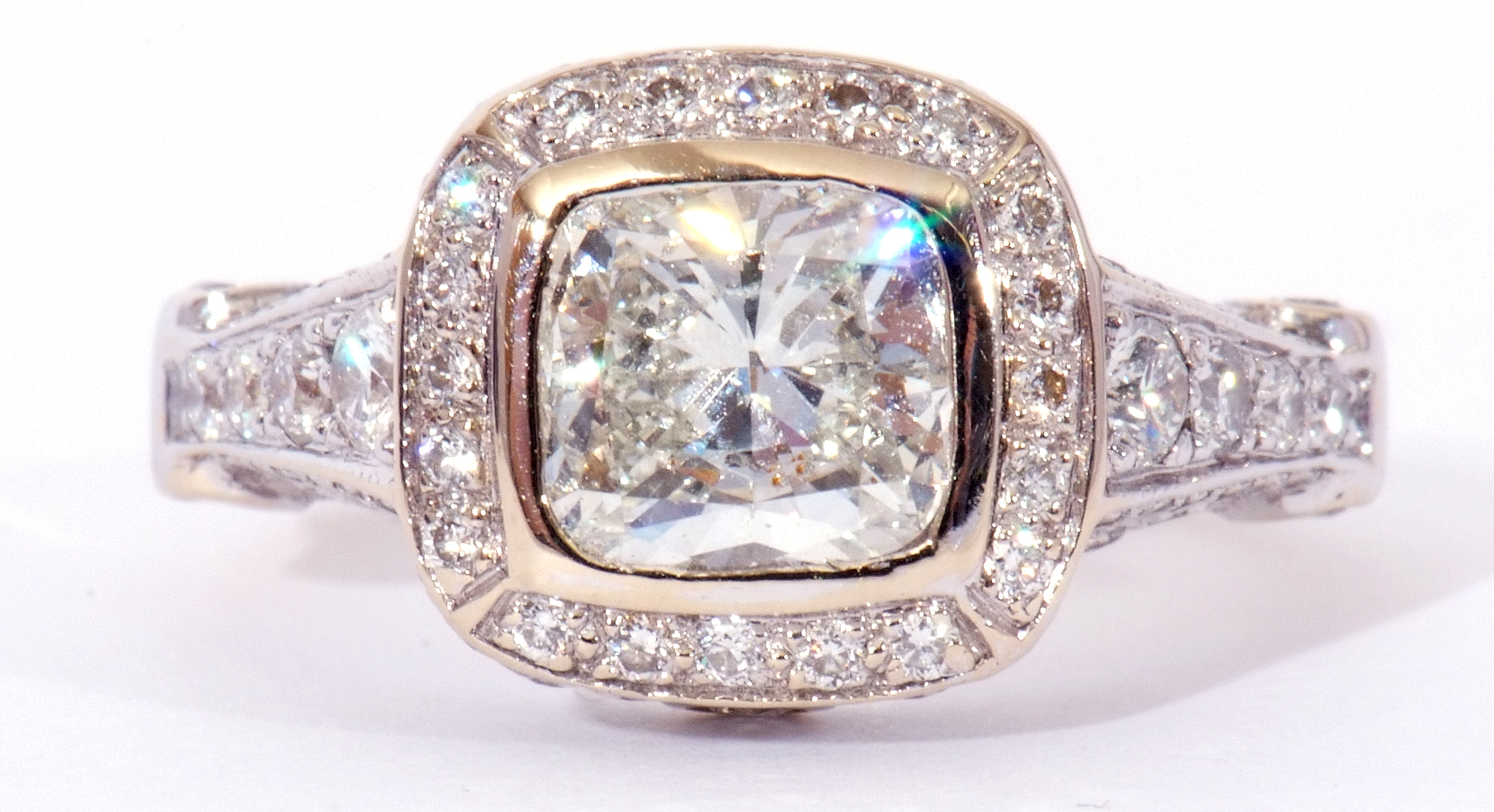 Precious metal single stone diamond ring, the cushion cut diamond weighing 1.20ct, bezel set - Image 15 of 15